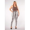 thumbnail image 2 of Plus Size Sculpting Treggings With Faux Leather Belt - Sage  White Plaid, 2 of 9
