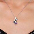 thumbnail image 3 of Gem Stone King 925 Sterling Silver White Moissanite and Blue Created Sapphire and Purple Amethyst Pendant for Women (1.34 Cttw, Gemstone, Heart Shape 5MM, 18 inch Chain), 3 of 6