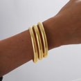thumbnail image 5 of Gold Bangles for Women Chunky Stretch Bangles Bracelets Set 18K Gold Plated Stainless Steel Link Chain Bracelets Flexible Wide Wristband Bracelets Set of 3 Jewelry Gifts for Women, 5 of 6