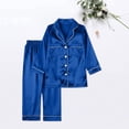 thumbnail image 5 of NMMUED Christmas Family Pajamas Matching Sets Christmas Pjs for Family Lounge Wear Christmas Vacation Pajamas Satin Pajamas Matching Lounge Set 2 Piece Lounge Set Blue 150, 5 of 6