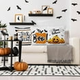 thumbnail image 3 of Halloween Pillow Covers 16x16 Set of 4, Trick or Treat Throw Pillow Covers Black Cat Pumpkin Pillowcase Happy Halloween Decorations Cushion Case for Home Living Room, 3 of 5