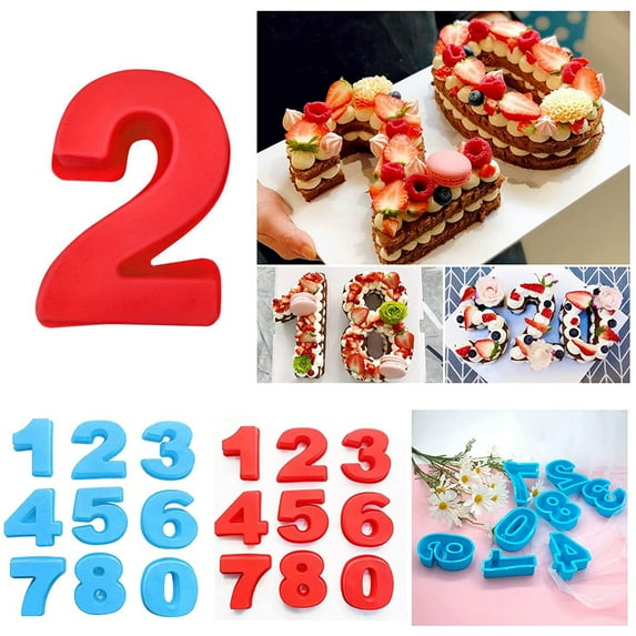 Cheers.US Flexible Cake Mold Non-stick Silicone Clear Texture 3D Numbers Baking Mold Home Decor