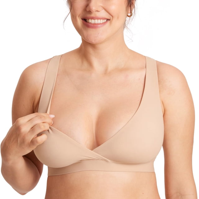 Sostén MOMANDA para Lactancia Sin Aros con Espalda Deportiva Beige Trigo Talla S