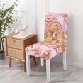 thumbnail image 5 of 4 Pcs Dining Chair Slipcover Stretch Dining Chair Cover Removable Washable Chair Seat Protector Cover for Home Party Hotel Wedding Ceremony, Universal Size (pink & Gold Marble), 5 of 5