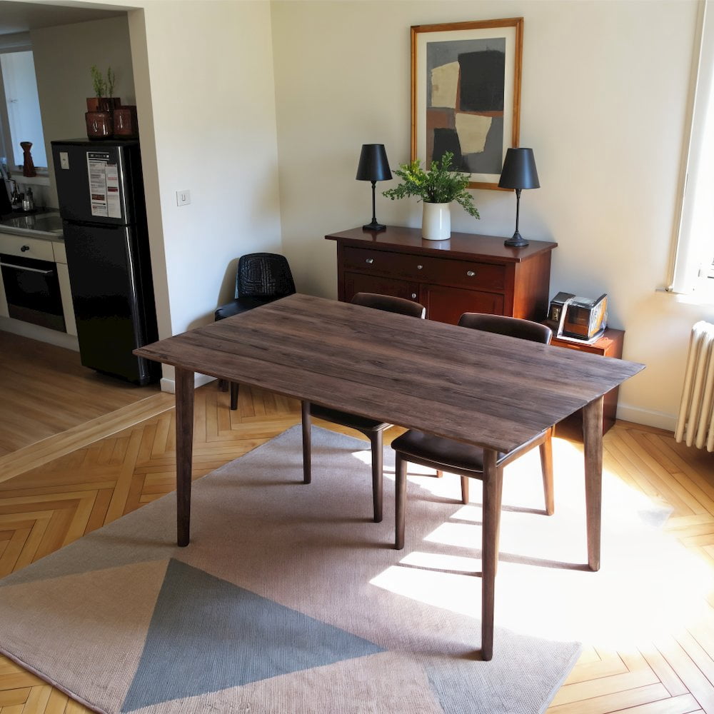 FurniFact Solid Wood Dining Table in Brown, Elegant Dining Room Table for Kitchen