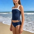 thumbnail image 6 of HCNTES Girls Swimsuit Solid Color Tankini Swimwear 2 Piece Bathing Suit Padded Swimsuits for Teens 8-12Y(Blue,15-16 Y), 6 of 6