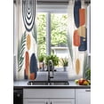 thumbnail image 2 of Boho Sheer Curtains 54 Inch Length 2 Panels Set for Living Room/Bedroom, Middle Century Leaves Bohemia Minimalist Abstract Art Beige Kitchen Curtains Grommet Curtains Window Treatments 42"x54"x2, 2 of 7