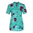 thumbnail image 2 of Summer Saving Wycnly Womens Tops Floral Short Sleeve V-Neck Tee Shirts Summer Casual Stand Neck Button Down Tunic Blouse with Pocket Mint Green XL Clearance Clothes, 2 of 7