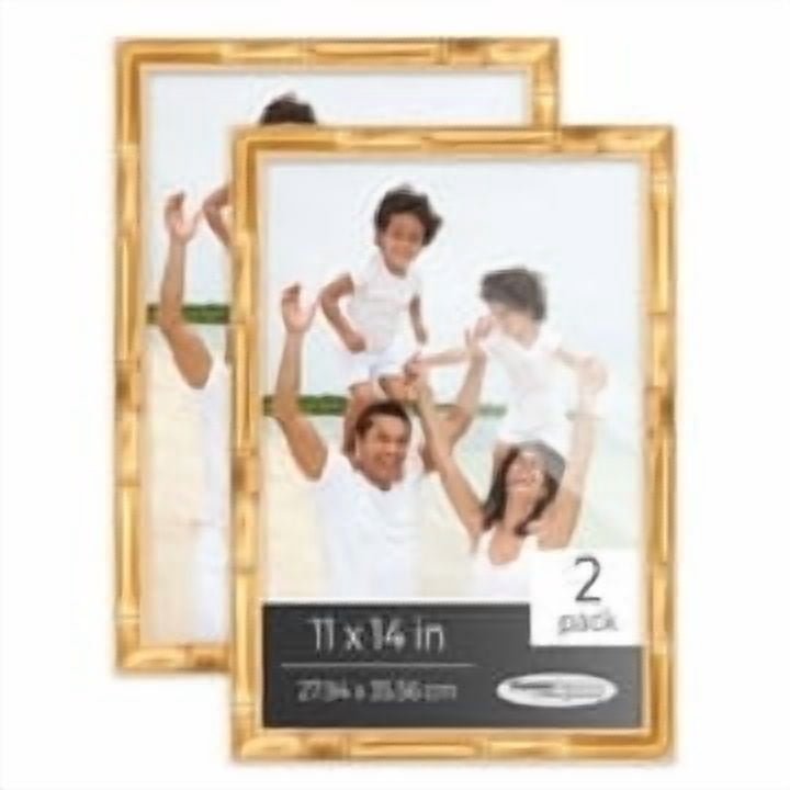 11x14 Gold Bamboo Picture Frame Set Pack of 2 Gold Bamboo Wood Picture Frames for Gallery Wall