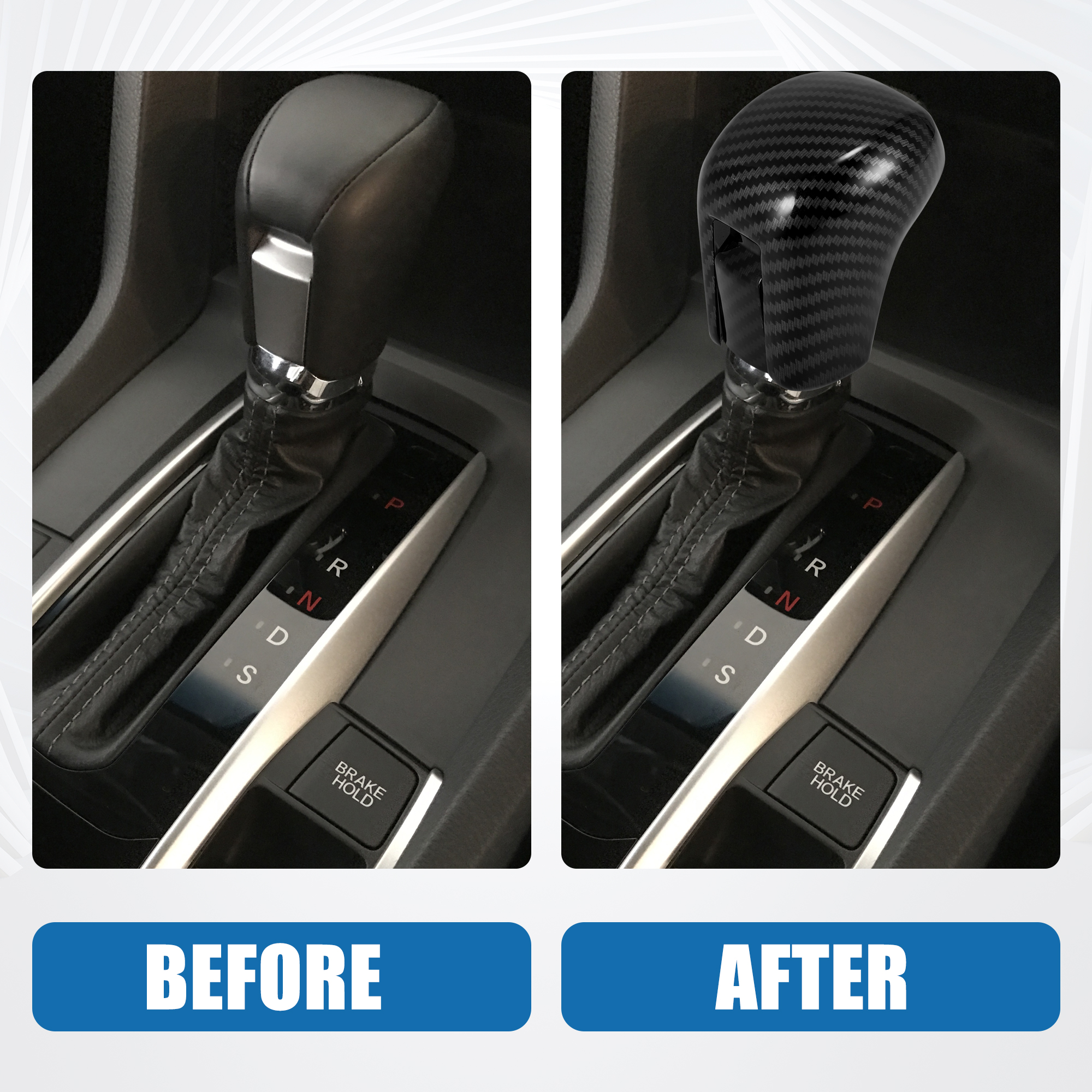 Unique Bargains Gear Shifting Knob Cover for Honda Civic 2016-2021 Carbon Fiber Black