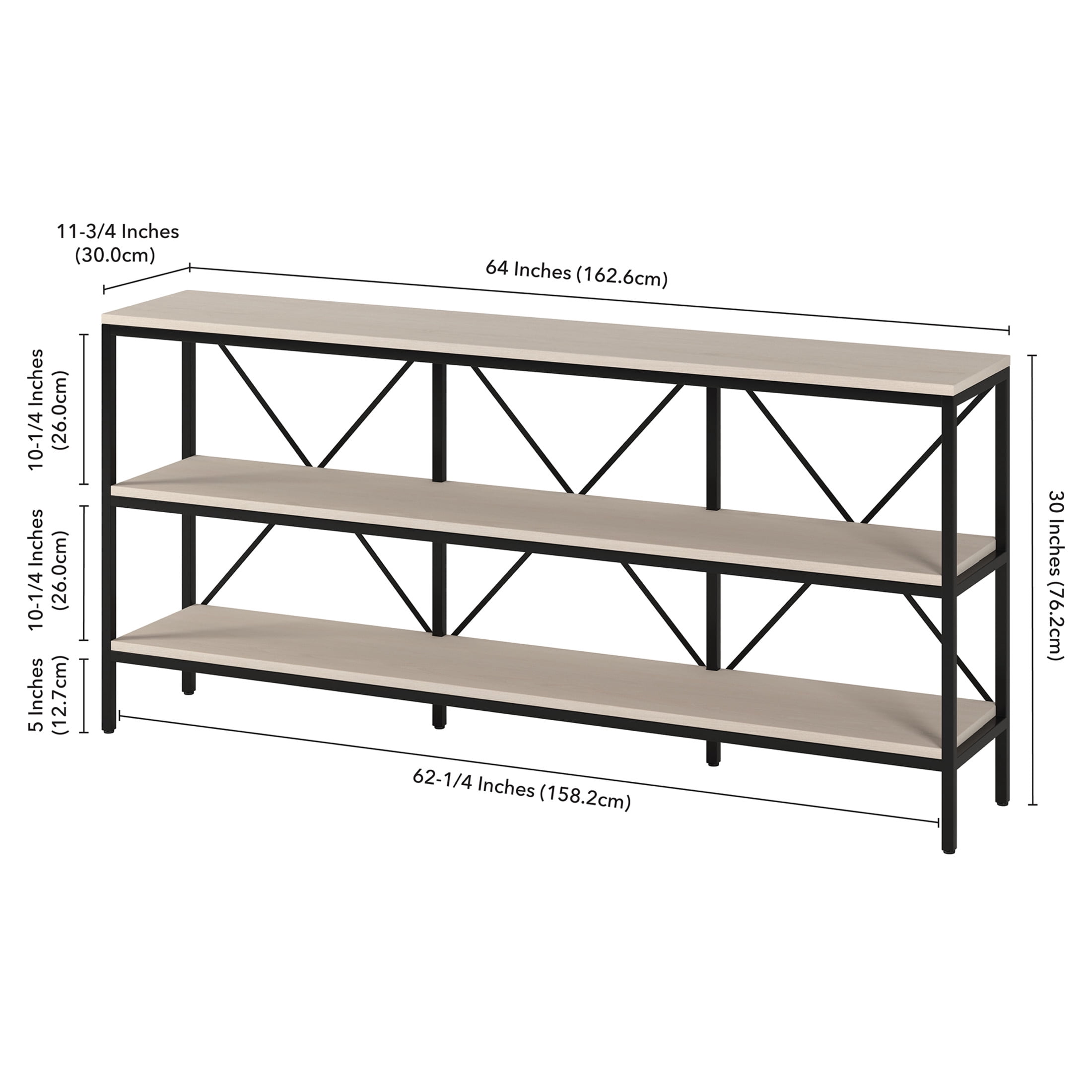 Evelyn&Zoe Modern Farmhouse 64" Wide Blackened Bronze/Alder White Console Table