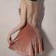 thumbnail image 3 of Camisón corto de terciopelo para mujer, color liso, sin espalda, con tirantes, de poliéster., 3 of 4