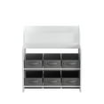 thumbnail image 6 of Noble House Kids Bookshelf with Fabric Bins, Front-Facing Book and Toy Organizer for Nursery or Playroom, White & Gray, 6 of 14