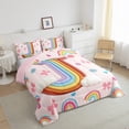 thumbnail image 3 of Manfei Cute Bow Ribbon Bedding Comforter Set,3D Rainbow Balloon Twin Comforter Sets,First Letter J Bedding Set For Girls,Super Cozy Room Decor Reversible,2-Piece, 3 of 8