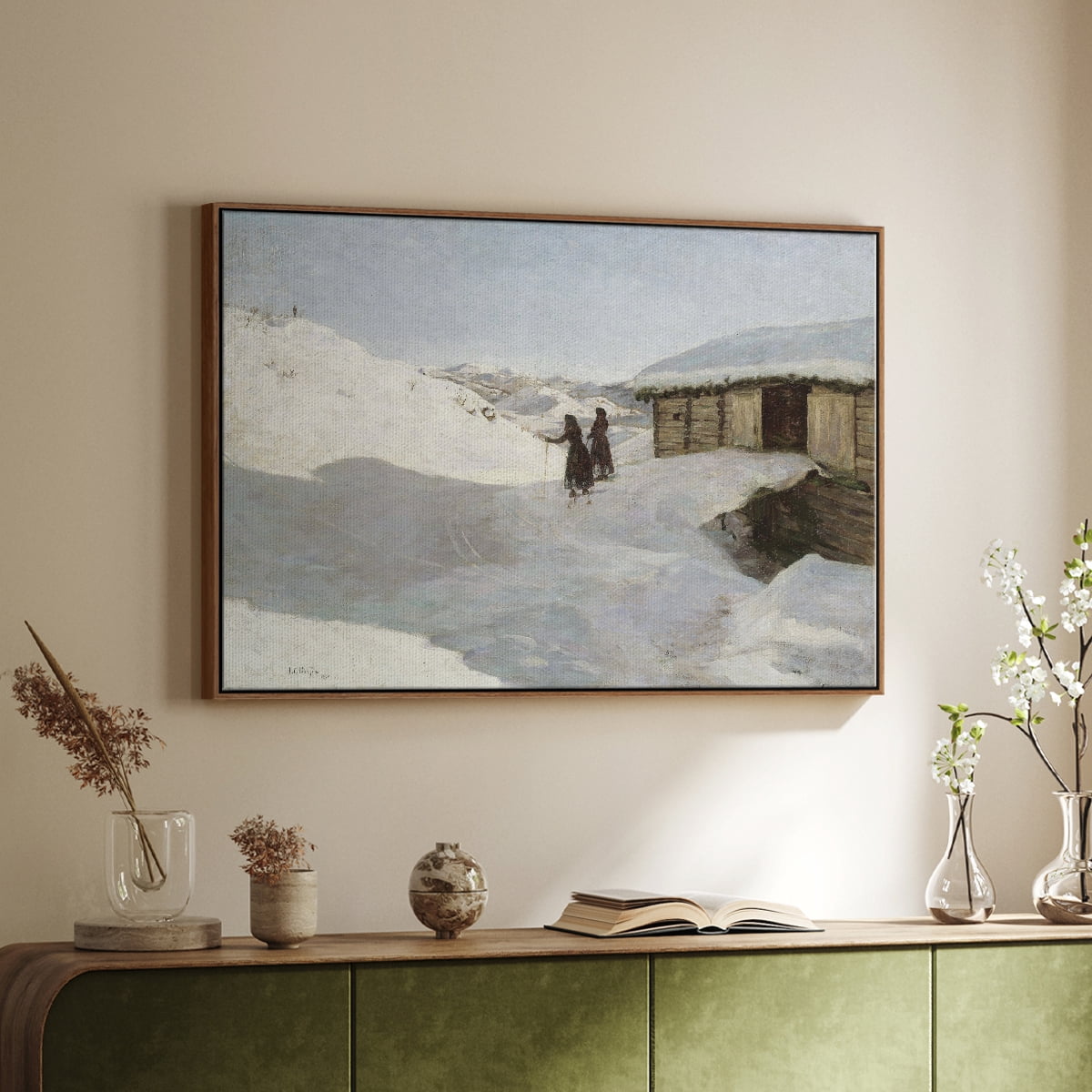 Vintage Landscape-CCLXXII By Wexford Home Framed in Walnut Wood Gallery Wrapped Canvas 27 in. x 41 in.