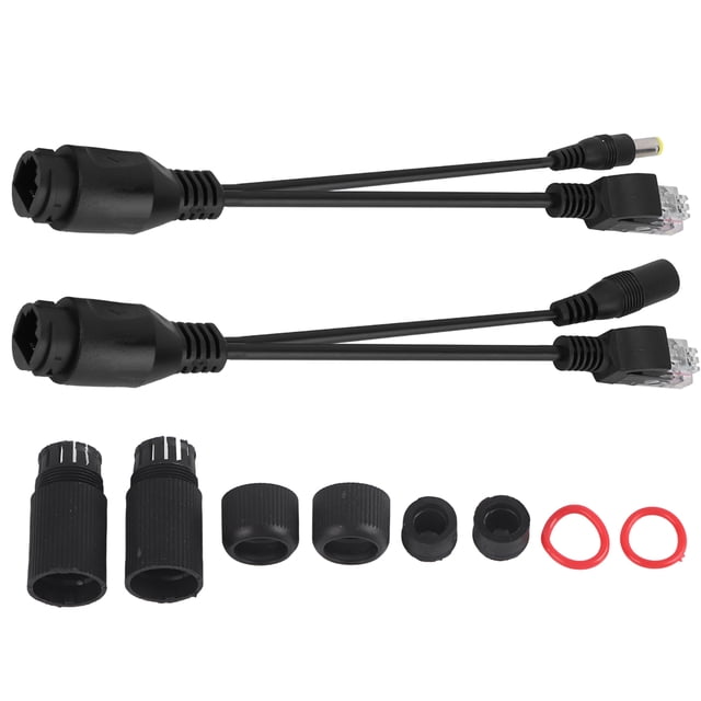 Cable adaptador POE pasivo de alimentación a través de Ethernet, 12V, inyector divisor, resistente al agua, negro
