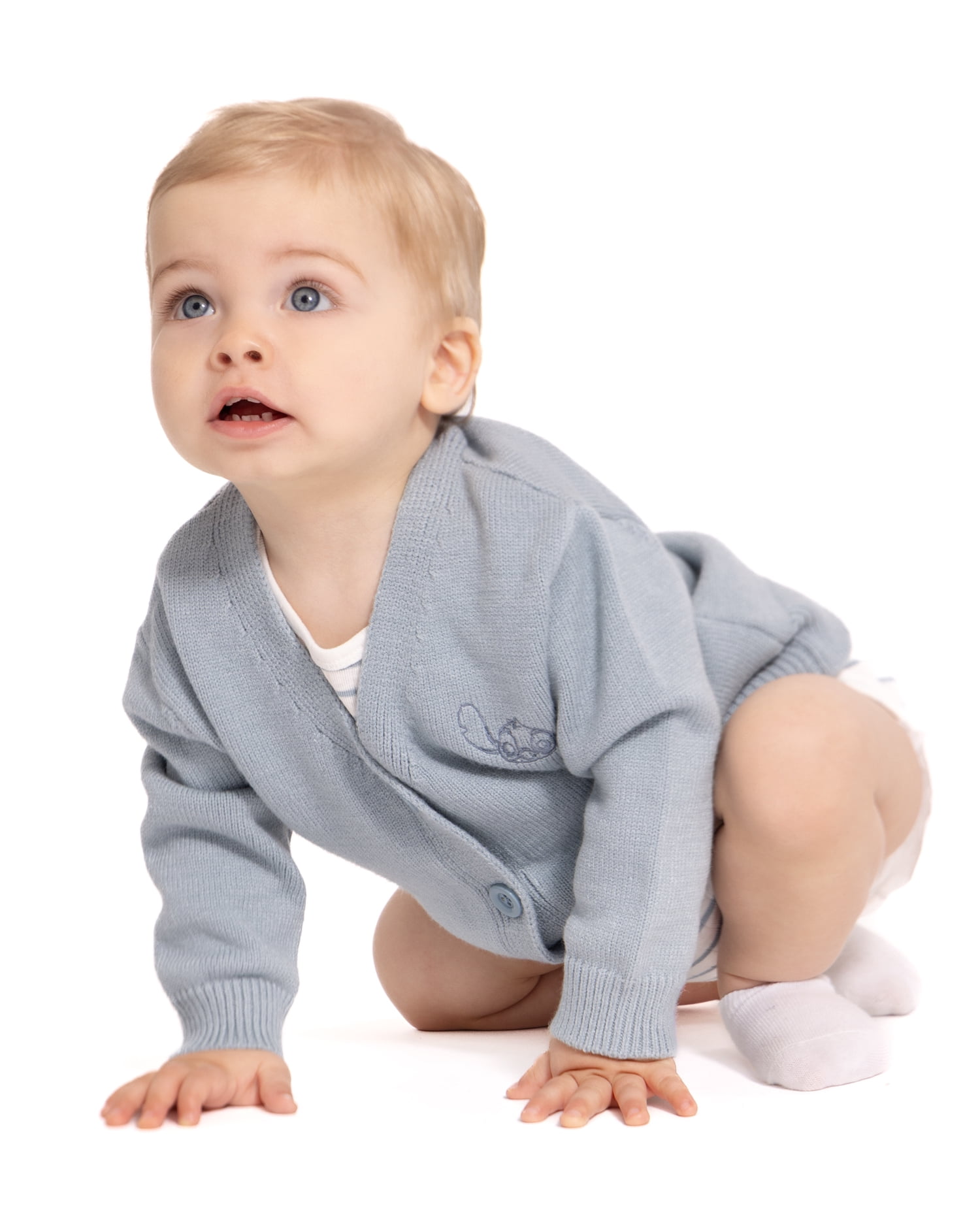 Disney Baby Wishes + Dreams Stitch Embroidered Cardigan with Long Sleeves, Sizes 0/3M-18M