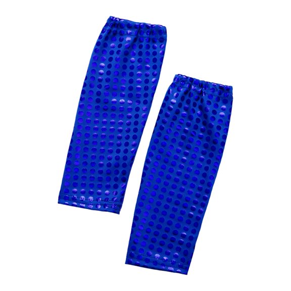 Haitryli Kids Girls Boys Shiny Metallic Dots Gloves Sequins Fingerless Gloves Arm Sleeves Party Accessory Blue 11-14