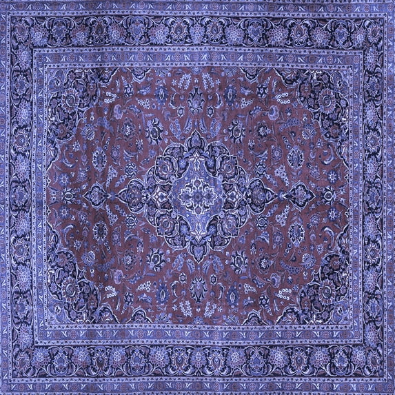 Ahgly Company Indoor Square Medallion Blue Traditional Area Rugs, 7' Square