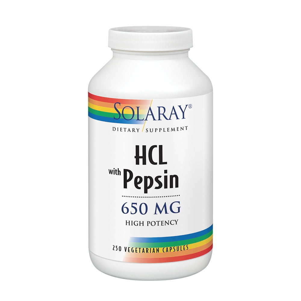 Solaray High Potency Betaine HCL with Pepsin 650 mg | Hydrochloric Acid ...