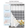thumbnail image 2 of No Hook Cloth Fabric Shower Curtain with Snap in Liner, Sunflower Waterproof Shower Curtains Set with See Through Top Window, Black White Buffalo Plaid Check Country Bee Bath Curtains Shower 48"x72", 2 of 6