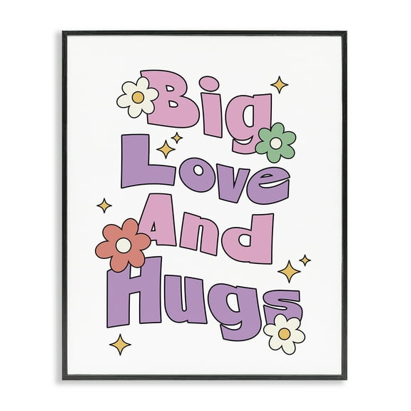 Stupell Industries Big Love And Hugs Plants & Flowers Painting Black Framed Art Print Wall Art, 11 x 14