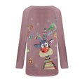 thumbnail image 5 of Hauts d'Été Mignons pour Femmes, Imprimé Décontracté de Noël, Manches Longues, Col Rond, Blouse en Solde, 5 of 5