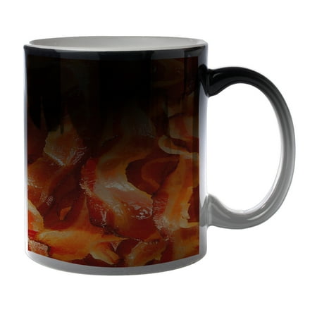 

KuzmarK Black Heat Morph Color Changing Coffee Cup Mug 11 Ounce - Bacon Strips