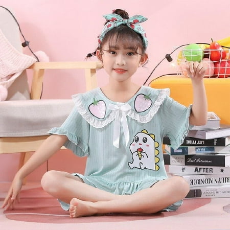 

Kawaii Sanrio Anime Hello Kitty Kuromi Cinnamoroll Children s Cartoon Pajamas Summer Girls Casual Loose Short Sleeve Pajama Set