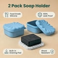 thumbnail image 2 of FRKSMD-2 Pack Silicone Soap Dish with Lid, Square Leak-Proof & Shockproof Soap Holder, Thick Durable Soap Case for Bathroom & Travel, Perfect for Dr. Squatch Natural Bars (Blue), 2 of 3