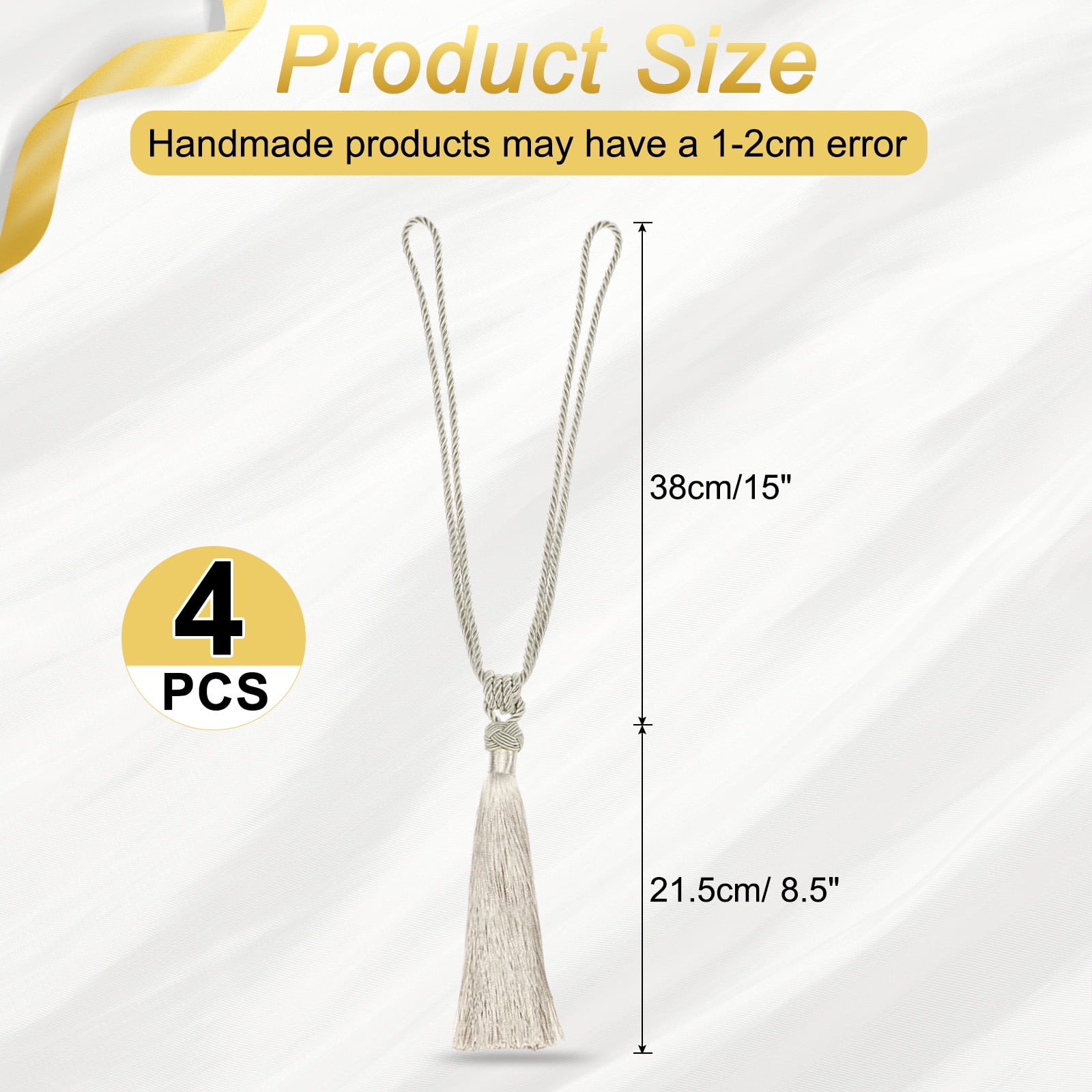 Unique Bargains Handmade Elegant Curtain Tiebacks Tassel Home Decor Beige 4 Pcs