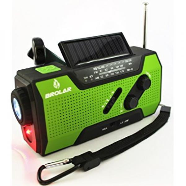 BROLAR Emergency Solar Hand Crank Radio Self Powered AM/FM NOAA Weather Radio, Survival LED