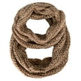 thumbnail image 1 of Peach Couture Winter Warm Thick Chunky Knit Cozy Infinity Loop Cowl Scarves (Tan Sequin), 1 of 3