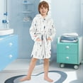 thumbnail image 5 of FORMRS Niños Bathrobe Unisex Hooded Robe Soft Plush Pajamas Sleepwear, Size 7-9T, Blue Cartoon Snowmen, 5 of 7