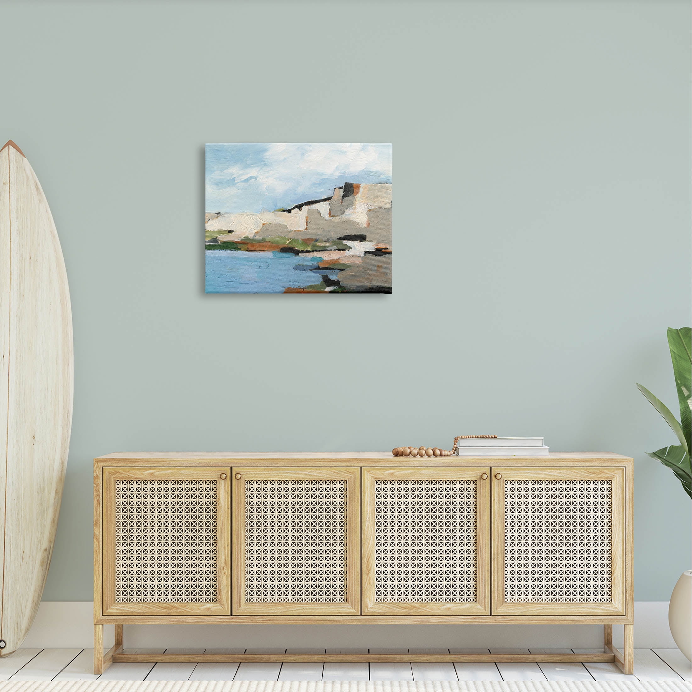 Seaside Cliff Abstract Landscape Landscape Painting Gallery Wrapped Canvas Print Wall Art