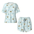 thumbnail image 4 of Kdxio Bee Flower Print Pajamas Sets for Women Short-Sleeved Pjs with Lounge Shorts Two Piece Sleepwear S-4XL, 4 of 9