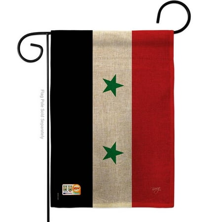 Breeze Decor BD-CY-G-108326-IP-DB-D-US15-BD 13 x 18.5 in. Syria Burlap Flags of the World Nationality Impressions Decorative Vertical Double Sided Garden Flag