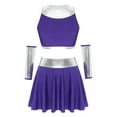 thumbnail image 5 of Sxiwei Womens Halloween Princess Cosplay Costume Sleeveless Metallic Crop Tops with Pleated Skirt Set Purple XXL, 5 of 9
