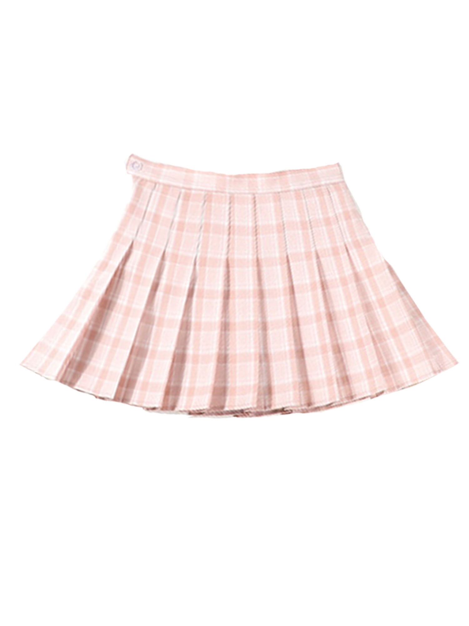 Womens Pleated Plaid Skirts High Waisted Skater Tennis School A-Line Skirt with Shorts