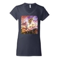 thumbnail image 2 of Unicorn Fanstasy Rainbow Castle Womenâ€™s Standard V-Neck Tee, Navy, Large, 2 of 3