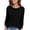 Black, variant on Bxsruta Womens Sweaters Scalloped Neck Long Sleeve Ribbed Knit Pullover Casual Tops