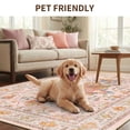 thumbnail image 3 of KoshiMe Washable Area Rug 5'x7', Non-Slip Soft Vintage Distress Floral Rugs for Living Room, Stain Resistant Low Pile Medallion Carpet for Dining Room Office, Light Pink Colorful, 3 of 9