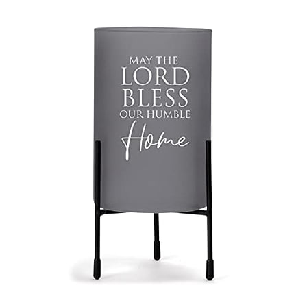 May Lord Bless Our Humble Home Grey 8 x 4 Glass Hurricane Candle Holder