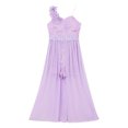 thumbnail image 4 of Aislor Kids Girls One Shoulder Long Romper Floral Lace Shiny Sequin Dance Dress A Lavender 16, 4 of 7