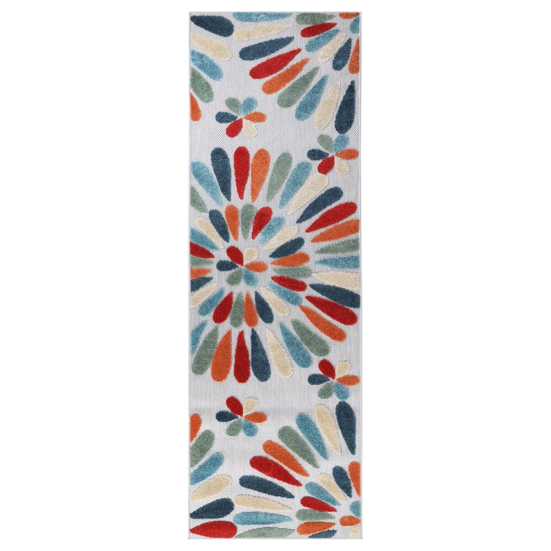 Superior Marigold Oversized Floral Indoor Outdoor Runner Rug, 2' 3" x 8', Multicolor