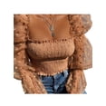 thumbnail image 4 of Dewadbow Women Wrinkled Crop Top T-shirt See-through Puff Sleeve Tops, 4 of 4