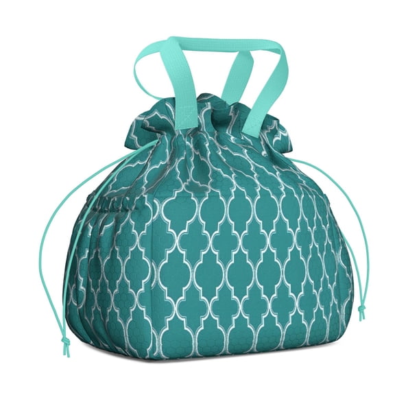 Boho Bohemia Geometric Line Art Drawstring Lunch Bag Women - Drawstring Lunch Bag Insulated for Work Office - Stain-Resistant Large Lunchbags for Women with Multi-Pockets