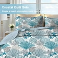 thumbnail image 4 of Davulos 3 Piece Coastal Quilt Sets King Size Reversible Summer Quilts with 2 Shams Beach Bedspread Coverlet for All Season, 110''x96'', 4 of 7