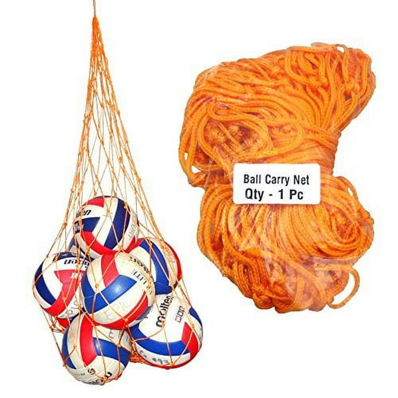 BlueDot Trading Multi-sport Braided Nylon Carrying Net Bag Holds 12 Balls - for Soccer, Volleyball, Basketball, and Dodgeball Ball Bag with Drawstring closure