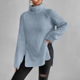 thumbnail image 5 of Winter Turtleneck Sweater Women Fashion Polyester Knit Top Oversized Long Sleeve Design Cable Weaving Casual Loose Fit, 5 of 9